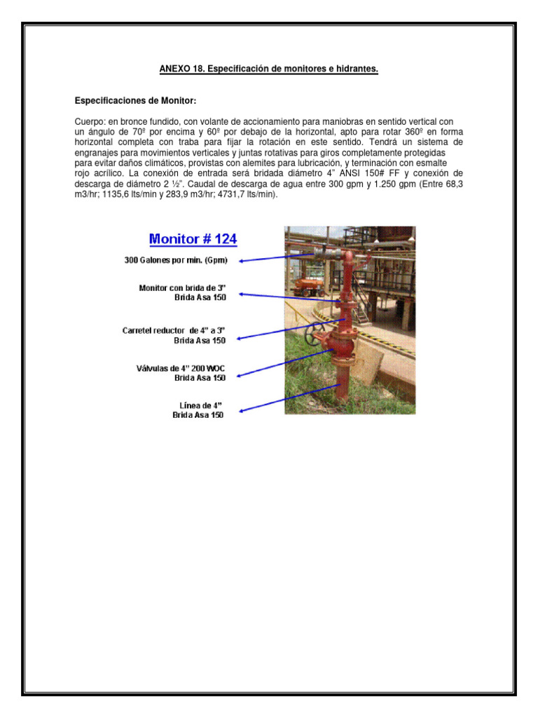 Especificaciones de Monitores e Hidrantes | PDF