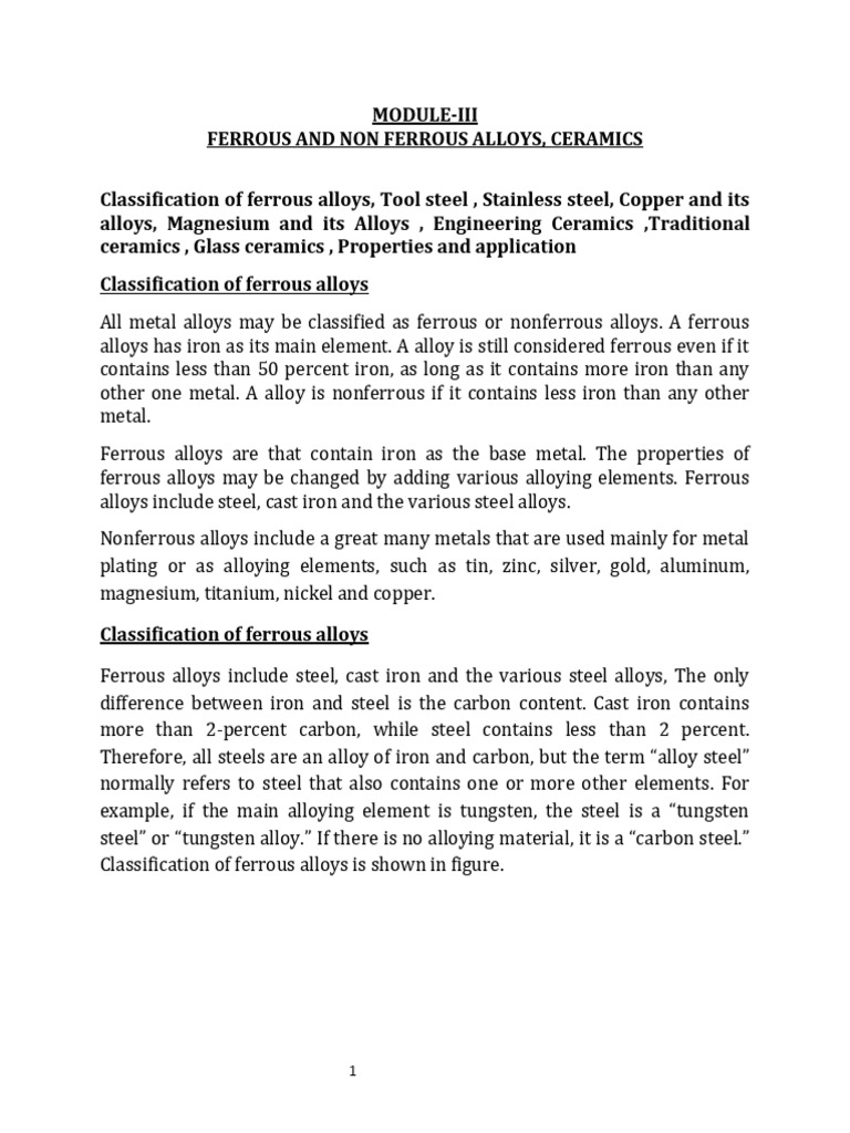 Ferrous and Non-Ferrous Alloys Overview | PDF | Steel | Stainless Steel