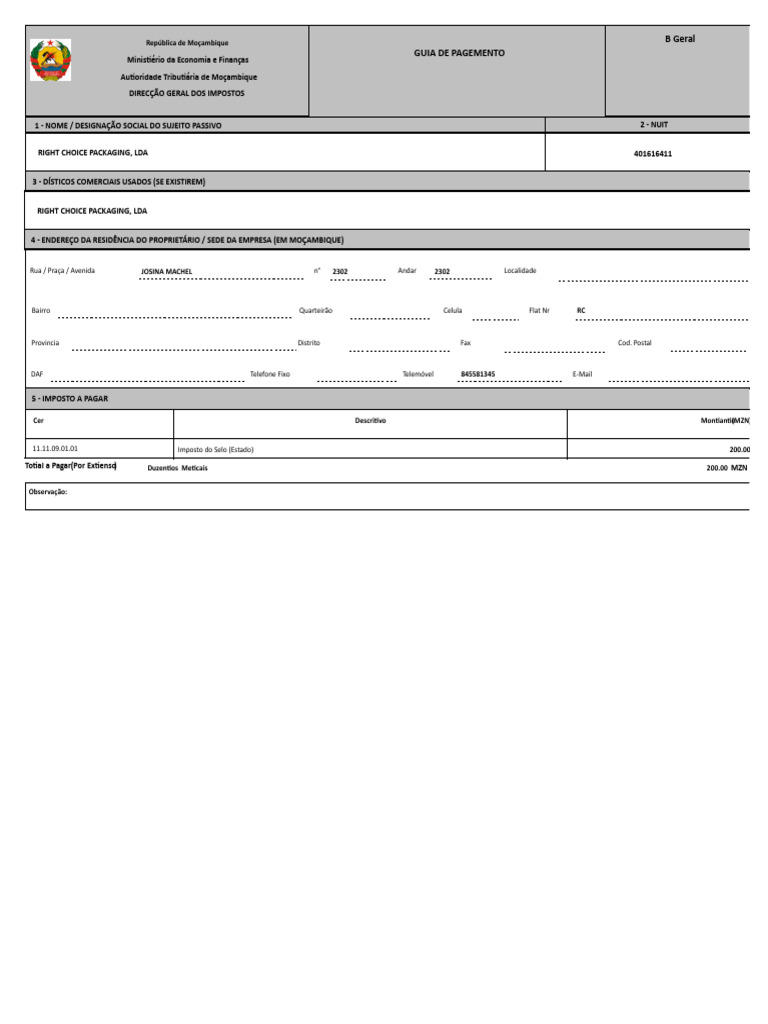 Guia de Pagamento Modelo B Geral | PDF