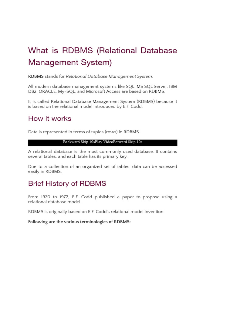 Understanding RDBMS Fundamentals | PDF | Relational Database ...