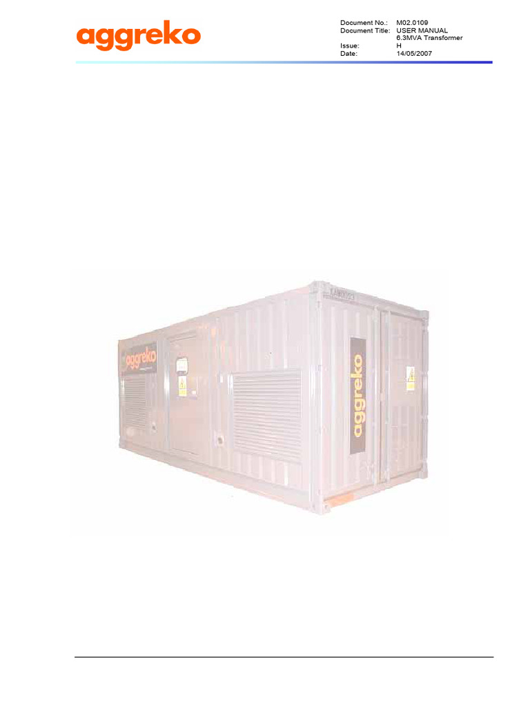 6.3MVA Transformer User Manual | PDF | Transformer | Switch