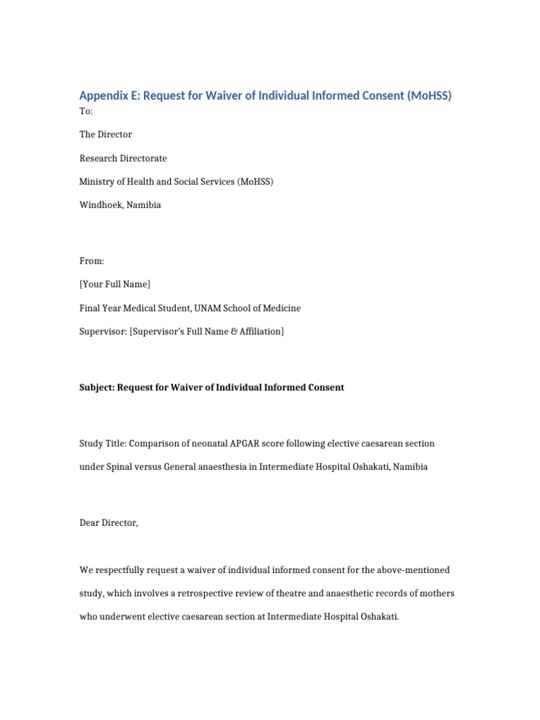 Waiver Request for Informed Consent | PDF