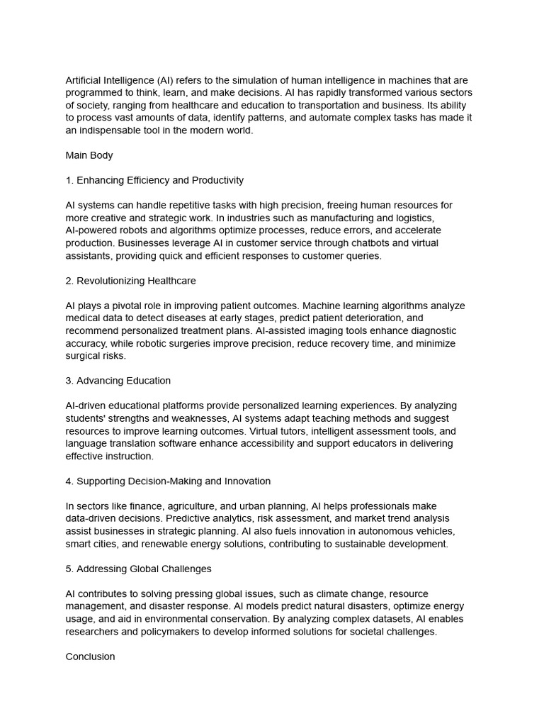 The Impact of Artificial Intelligence | PDF | Artificial Intelligence ...
