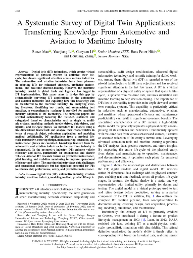 Digital Twin Applications in Maritime Industry | PDF | Simulation | System