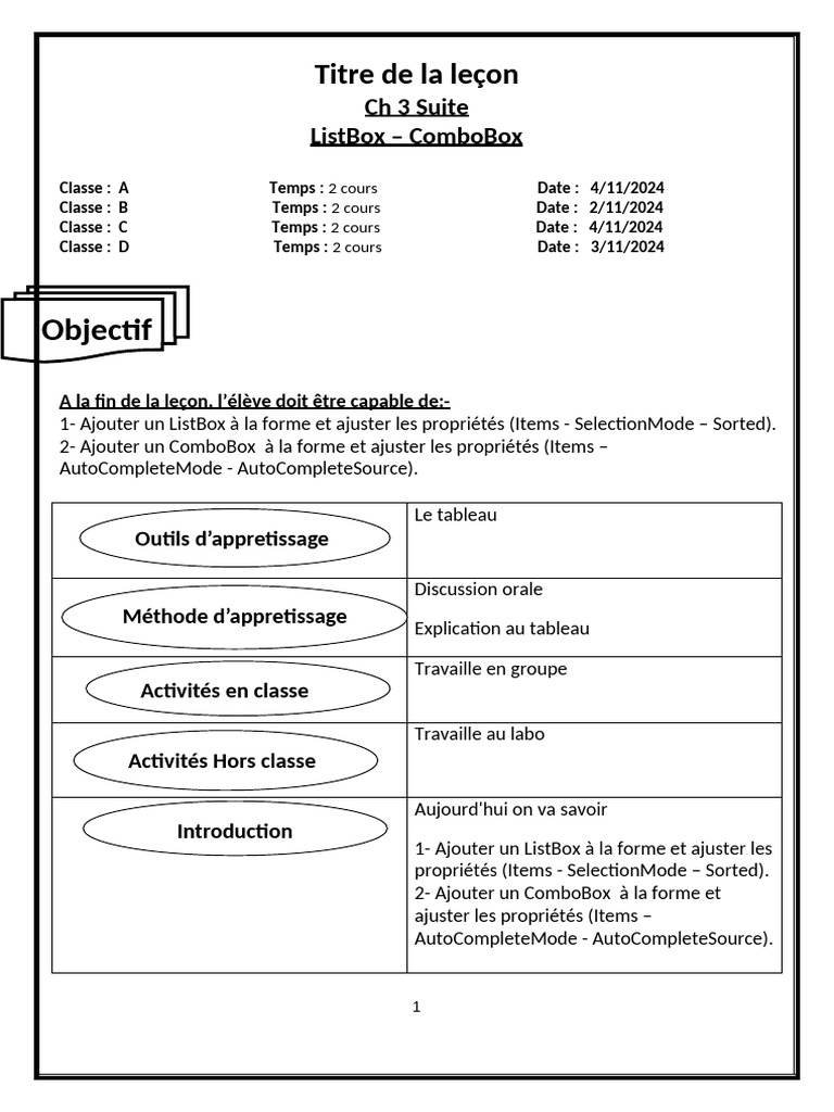 ListBox et ComboBox : Guide Pratique | PDF