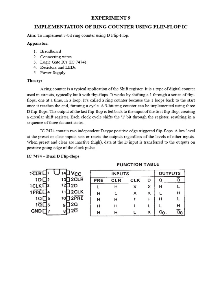 3-Bit Ring Counter with D Flip-Flops | PDF