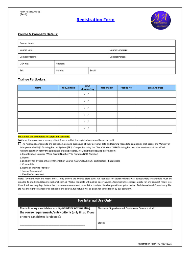 Opsoc Course Registration Form | PDF