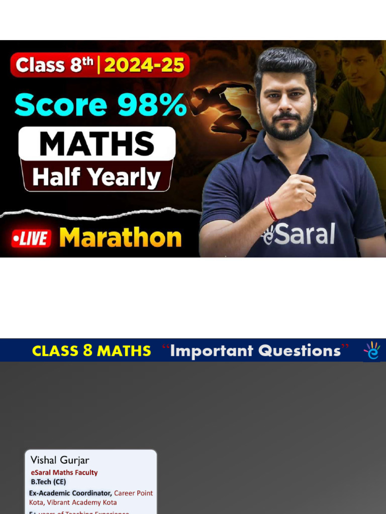 Class 8 Maths Marathon Questions | PDF