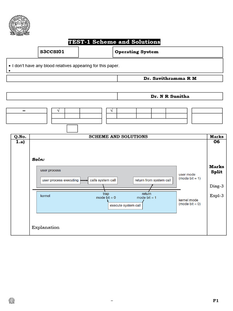 Operating System Test Solutions S3CCSI01 | PDF | Scheduling (Computing ...
