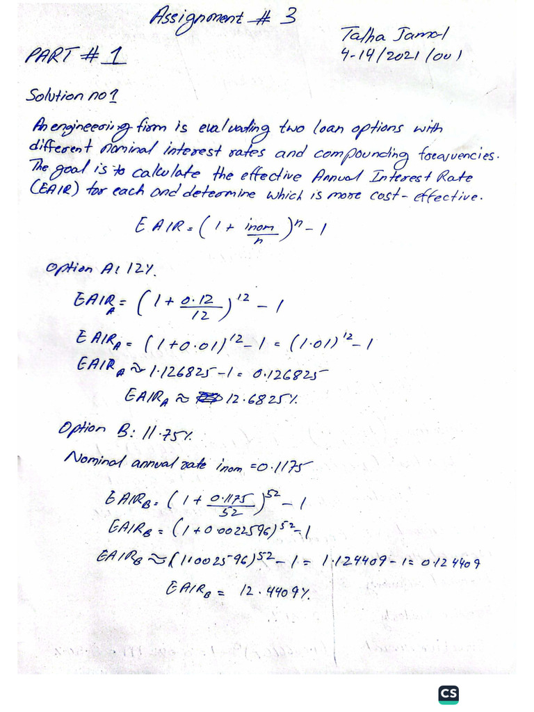 Assignment No 3 Engineering Economics | PDF