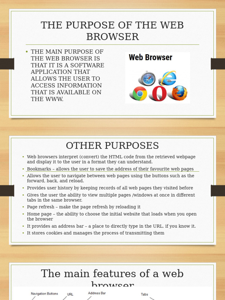Purpose and Features of Web Browsers | PDF