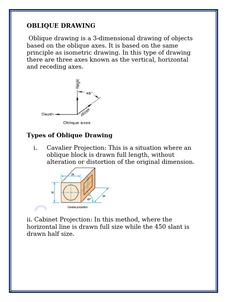 Oblique and Orthographic Drawing Guide | PDF | Horizon | Geometry