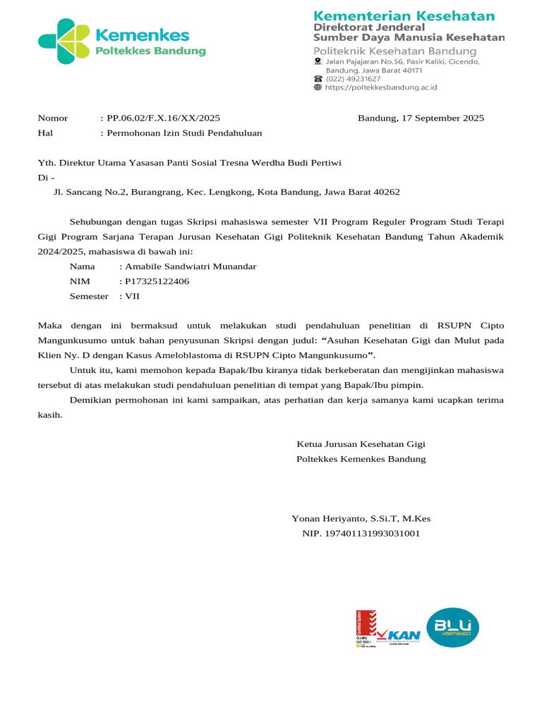 Bamadita Form Surat Izin Penelitian RSCM | PDF