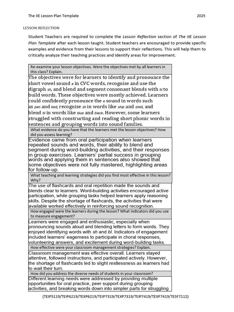 TEXP6219 - TE204 Lesson Plan Template Copy Copy-2 | PDF | Learning ...
