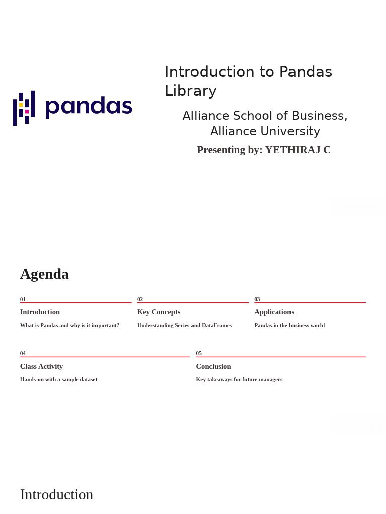 Introduction to Pandas for Business Analysis | PDF | Data | Computer ...