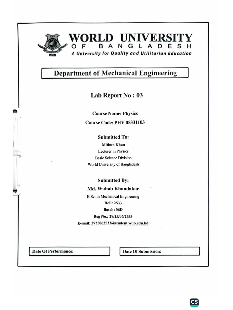 Physics Lab 3 | PDF