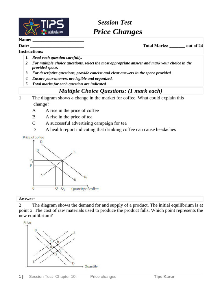 Price Changes Session Test Guide | PDF | Demand | Subsidy