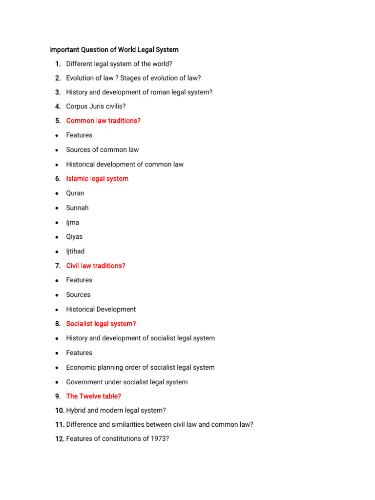 Overview of Global Legal Systems | PDF