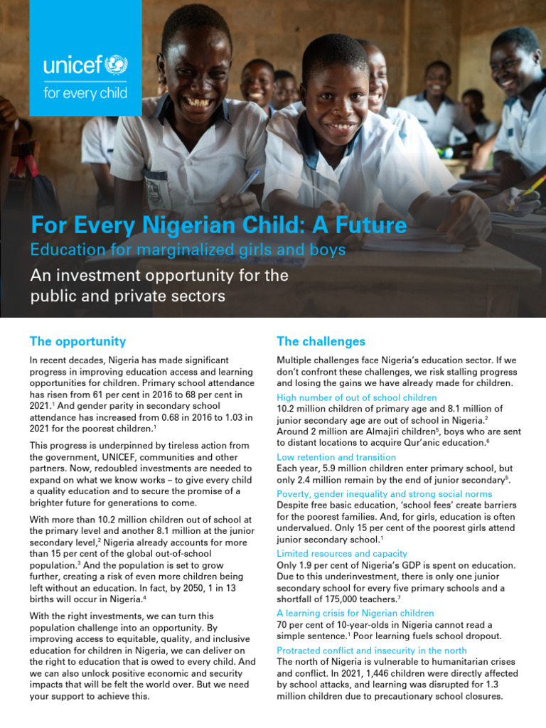 UNICEF Nigeria Investment Case - Education Overall | PDF | Poverty ...