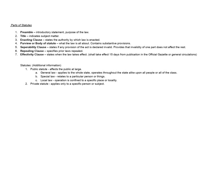 Parts of Statute | PDF