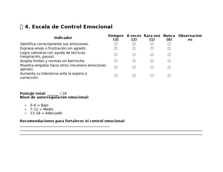 ? 4 Escala de Control Emocional | PDF