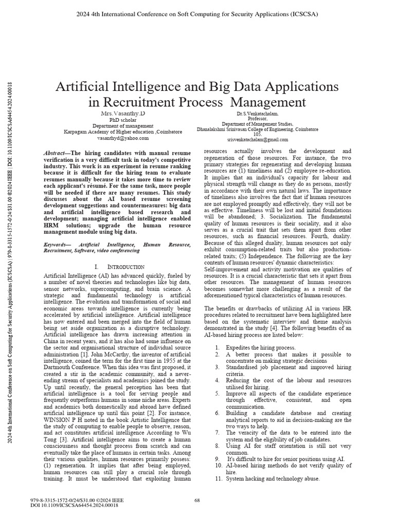 AI and Big Data in Recruitment Management | PDF | Artificial ...