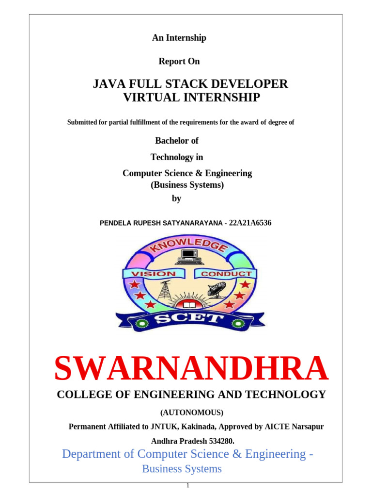 Java Full Stack Developer Internship Report | PDF | Databases | Cloud ...
