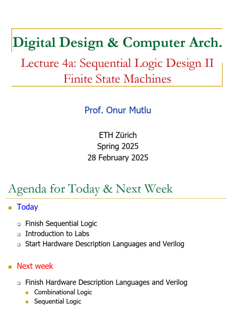 Sequential Logic Design: FSMs & Verilog | PDF | Electrical Engineering ...