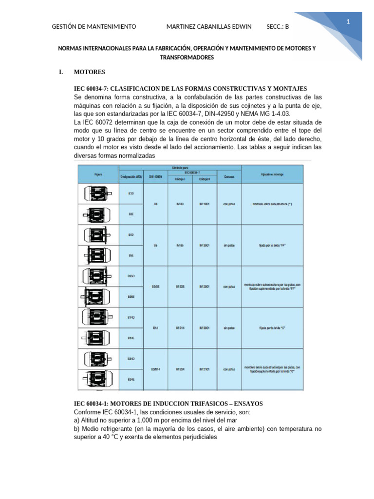 Normas de Mantenimiento de Motores y Transformadores | PDF ...