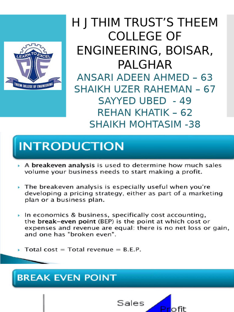 Break Even Analysis | PDF