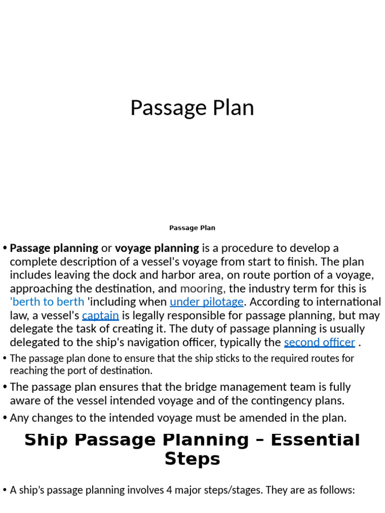 Essential Steps in Voyage Passage Planning | PDF | Navigation