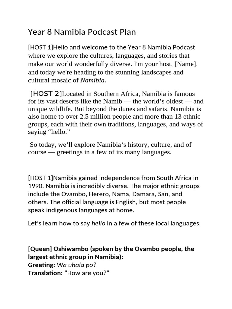 Greetings in Namibia's Languages | PDF