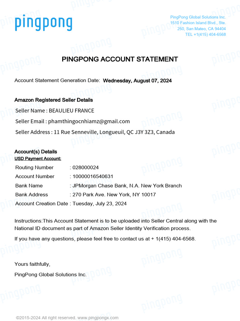 Account Statement for Routing 028000024 | PDF