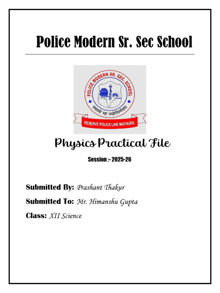 Police Modern Sr. Sec School Practical Files | PDF