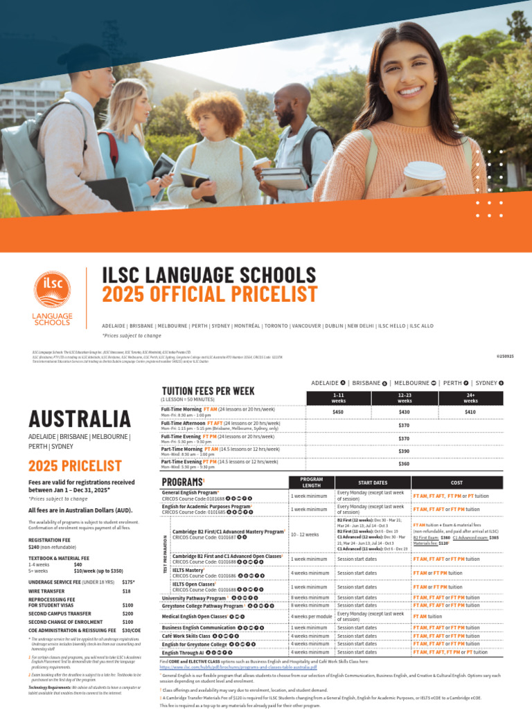 ILSC Vancouver Tuition 2025 Pricing | PDF | Fee | International English ...