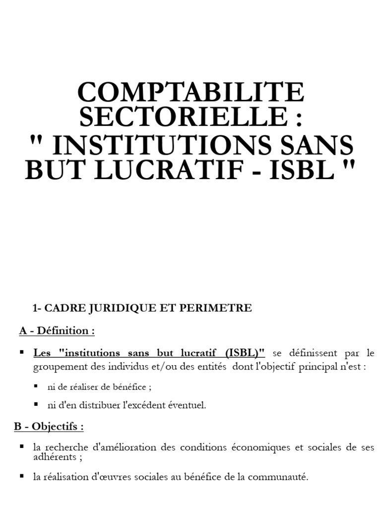 Comptabilité des ISBL : Cadre et Obligations | PDF | Dépréciation ...