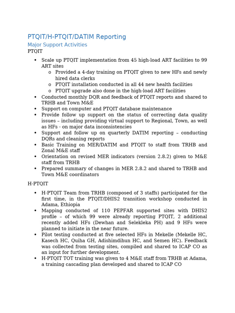 PTQIT and DATIM Reporting Support Overview | PDF | Internet ...