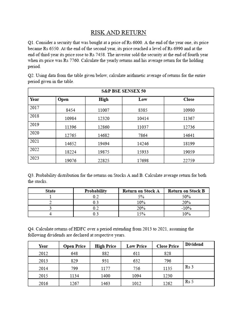 Risk and Return Analysis of Investments | PDF | Inflation | Stocks
