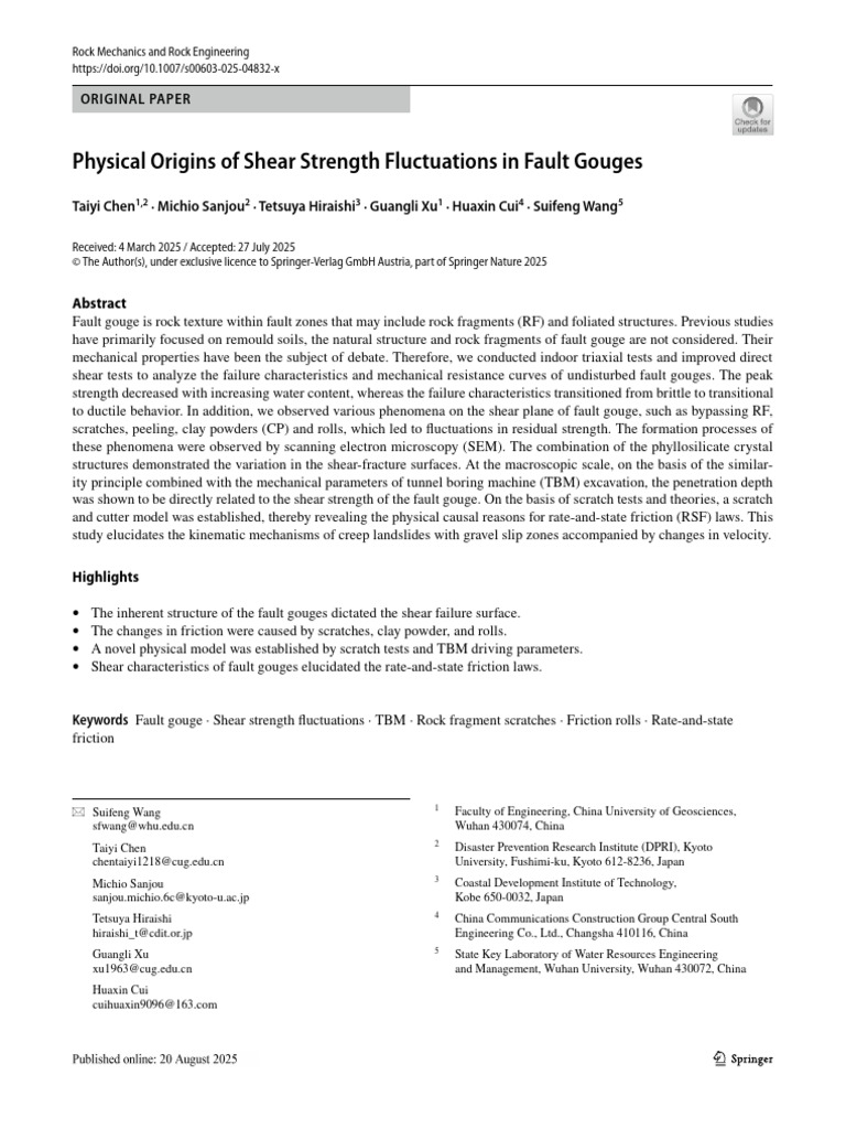 Shear Strength in Fault Gouges Explained | PDF | Fault (Geology) | Friction