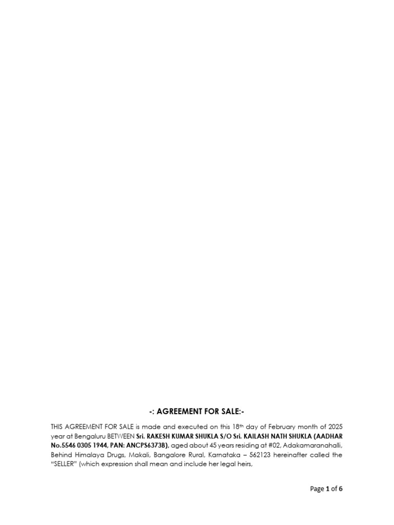 Sale Agreement Type 1 Draft | PDF | Deed | Receipt