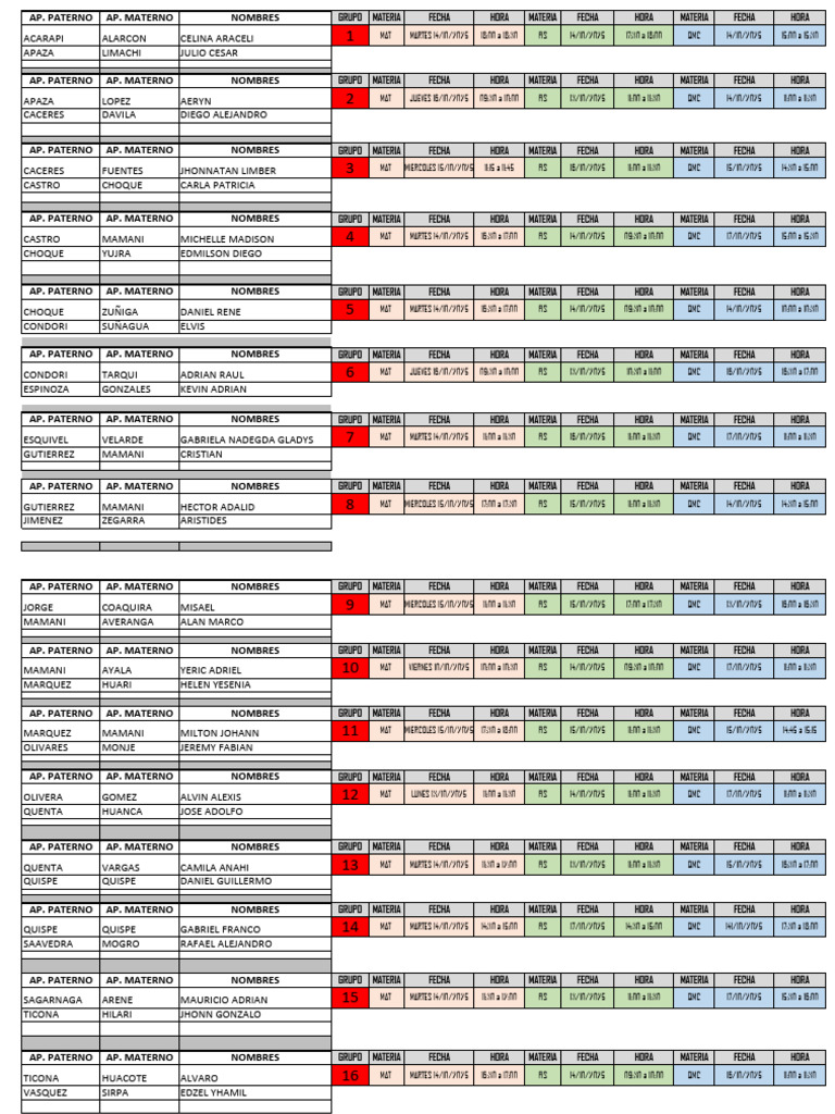Horarios de Clases y Materias 2025 | PDF