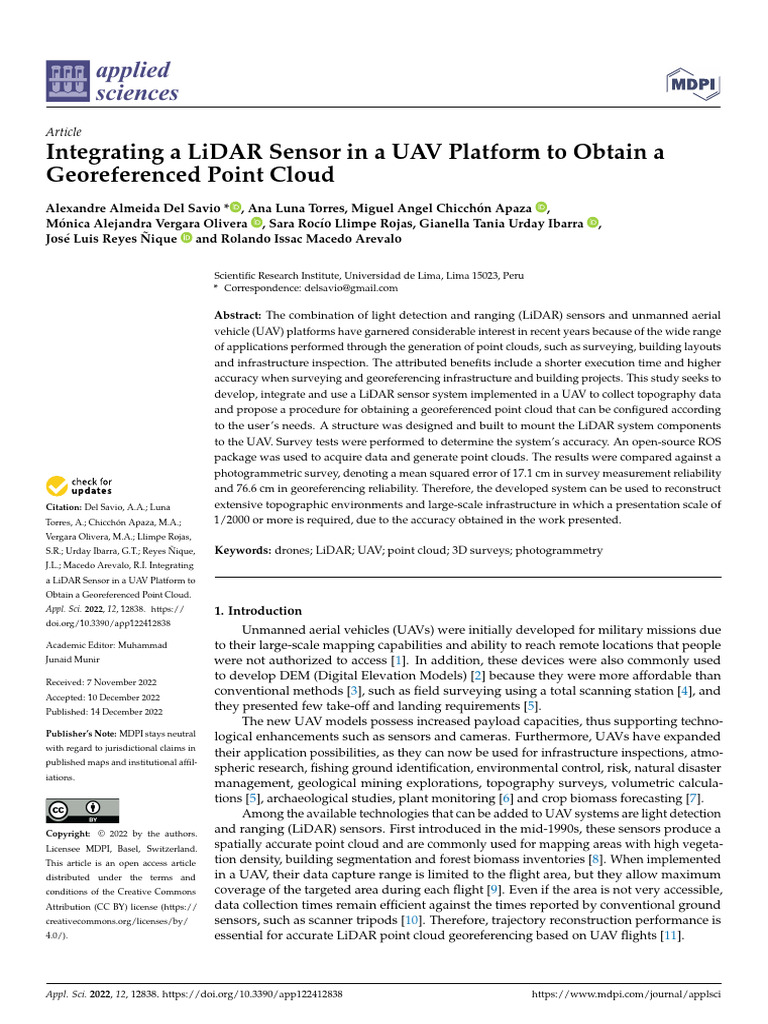 UAV LiDAR Integration for Georeferenced Point Clouds | PDF | Lidar ...
