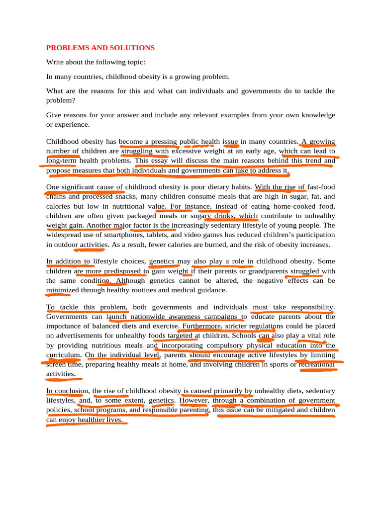 Problems and Solution | PDF | Obesity | Childhood Obesity