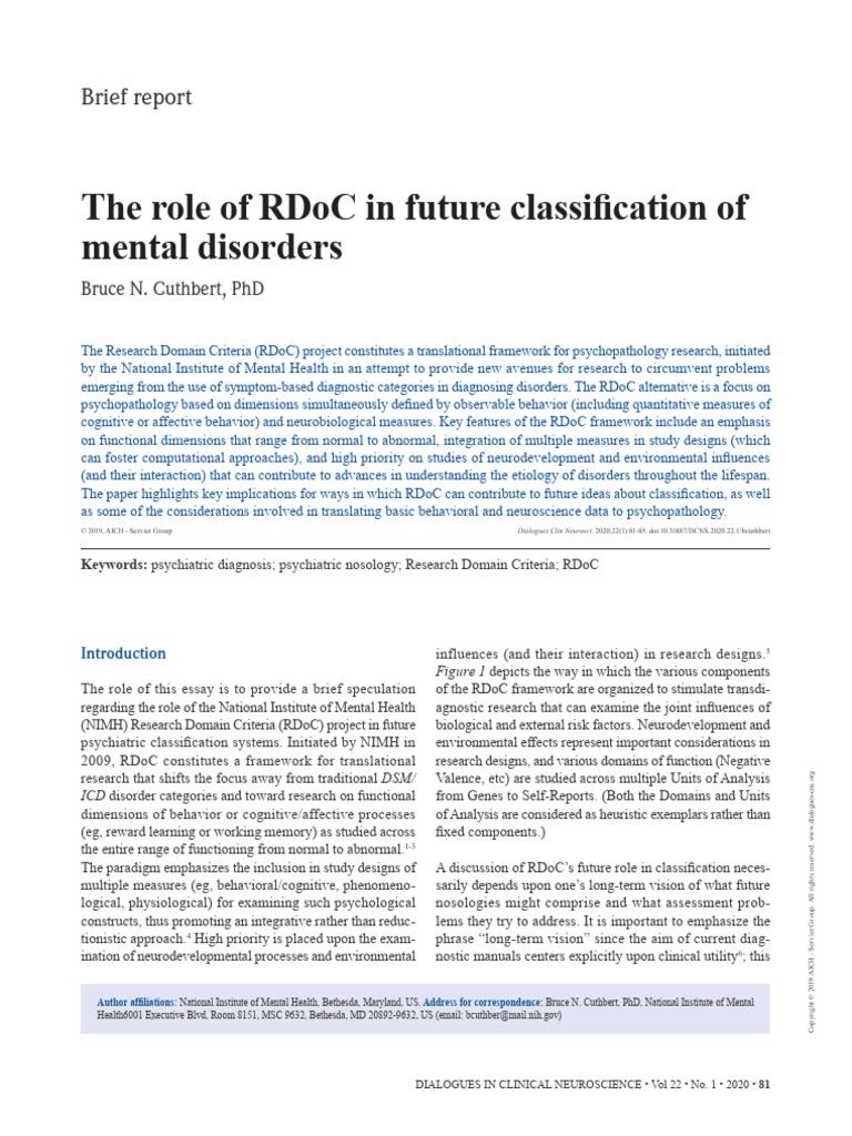RDoC's Impact on Mental Disorder Classification | PDF | Mental Disorder ...