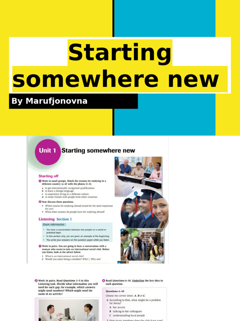 Starting Somewhere New | PDF