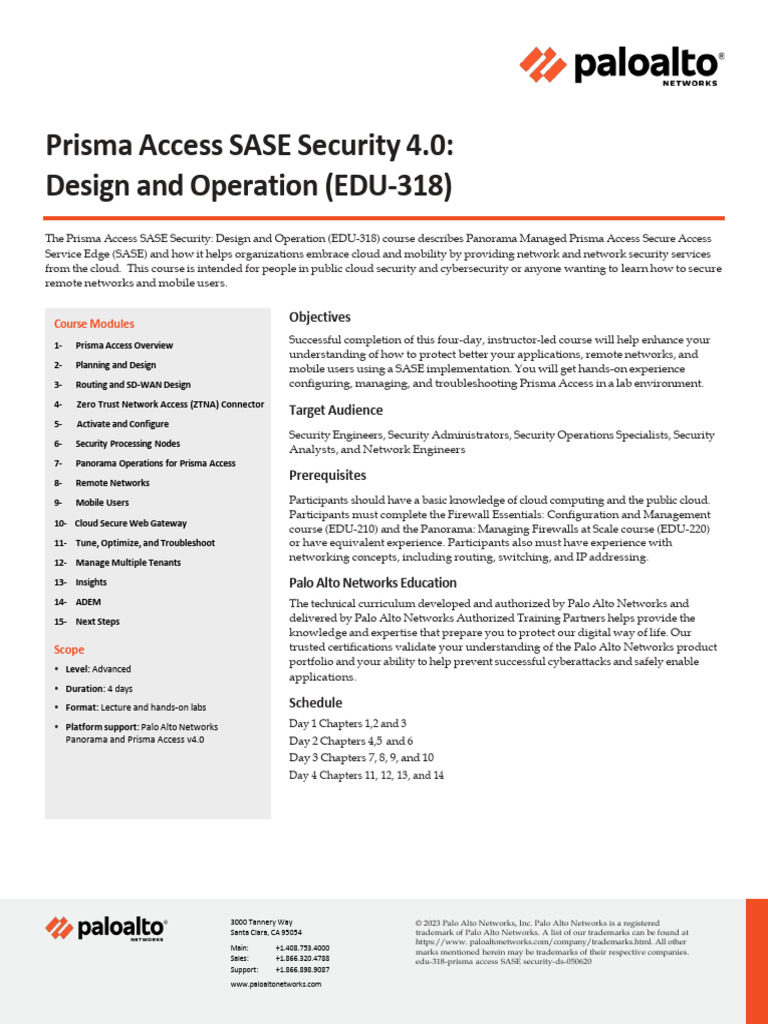 Prisma Access SASE Security Course Overview | PDF | Computer Network ...