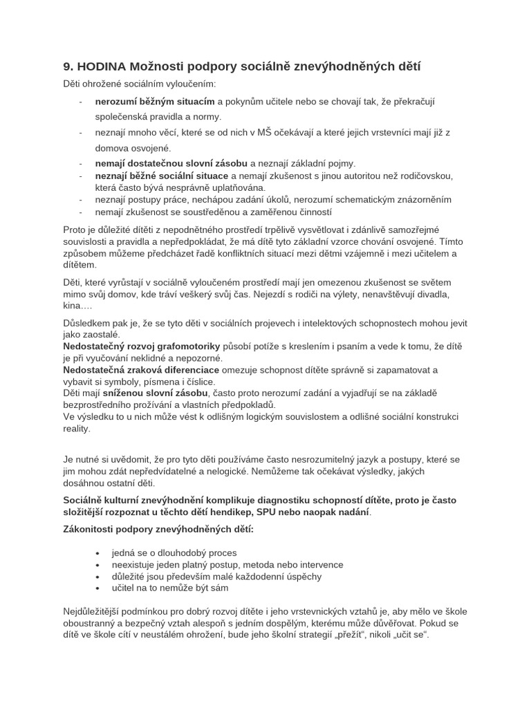 4 PDG 21H Možnosti Podpory Soc. Znevýhodněných Dětí | PDF