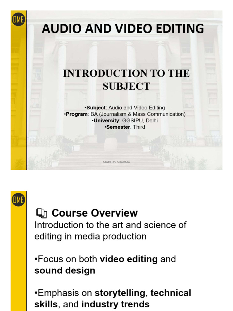 Unit 1 Audio and Video Editing Sem3 Full PDF For Students | PDF | Editing