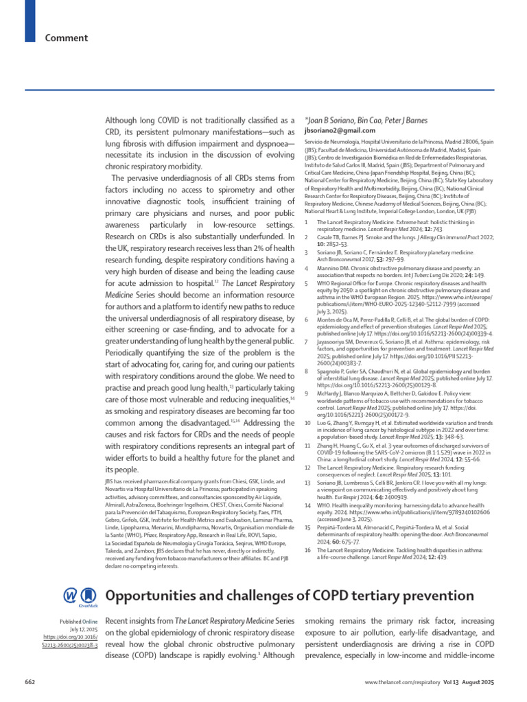 Opportunities and Challenges of COPD Tertiary Prev | PDF | Respiratory ...
