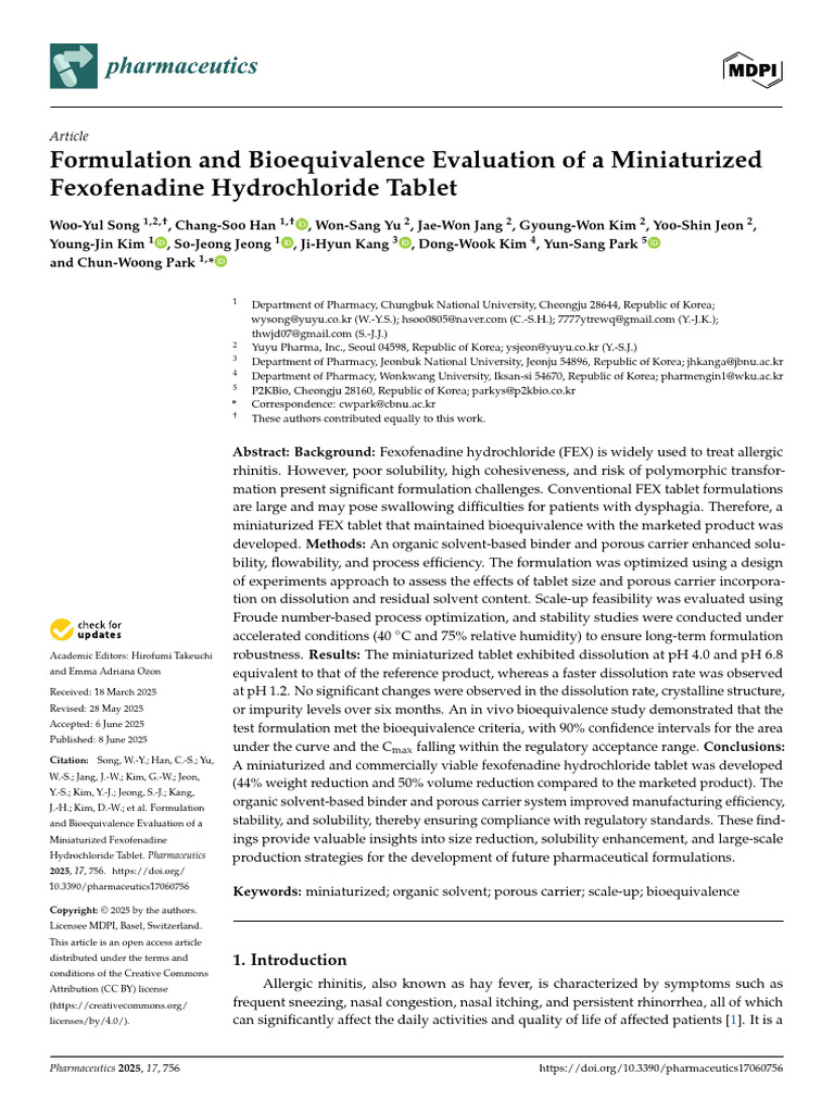 Miniaturized Fexofenadine Tablet Study | PDF | Gas Chromatography ...